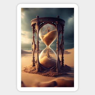 Timeless Struggle: The Woman in the Enormous Hourglass Time Turner Sticker